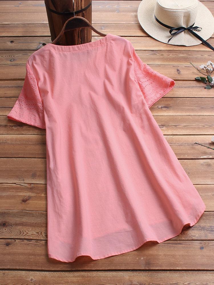 Women's Short Sleeves Casual Blouse | Side Buttons