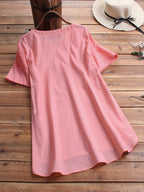 Women's Short Sleeves Casual Blouse | Side Buttons