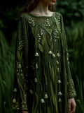 Women's Floral Long Sleeve Green Dress | Halloween