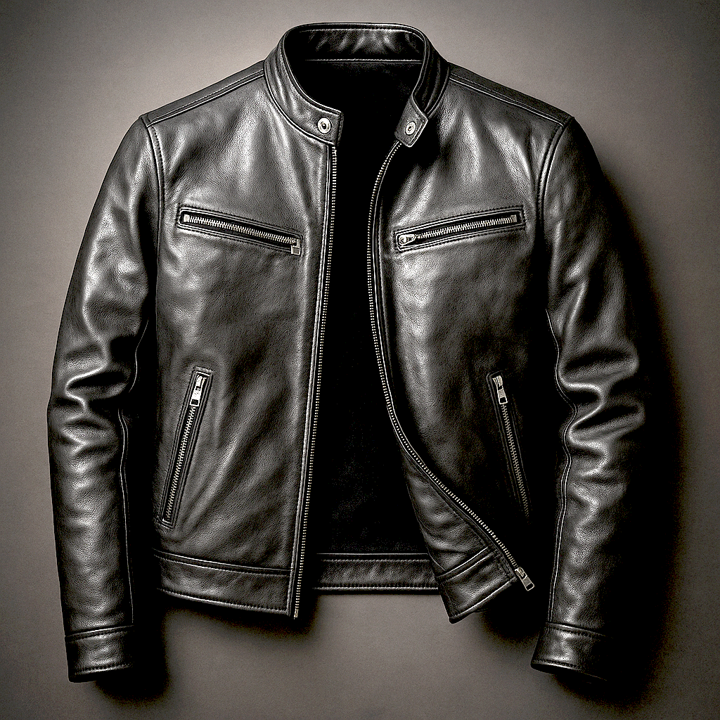 Men's Zip-Up Biker Jacket | Stand Collar