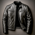 Men's Zip-Up Biker Jacket | Stand Collar