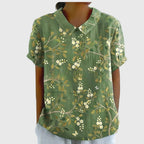 Women's Vintage Floral Peter Pan Collared Blouse | Short Sleeves