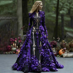 Women's Halloween Floral Long Sleeve Maxi Dress | Party