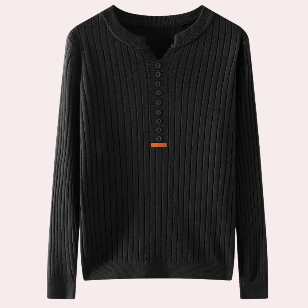 Women’s Casual Ribbed Knit Sweater | Button Placket