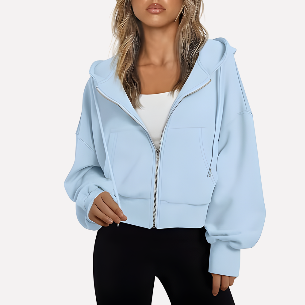 Women's Cropped Zip Up Hoodie | Oversized