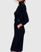 Women's Tailored Formal Belted Dress | Midi