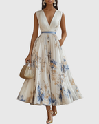 Women's Elegant Wedding Guest Pleated Dress | Maxi