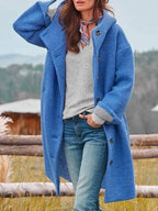Women's Winter Button Long Coat | Hooded