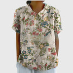 Women's Vintage Floral Peter Pan Collared Blouse | Short Sleeves