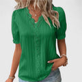 Women's Elegant V-Neck Blouse | Puff Sleeve