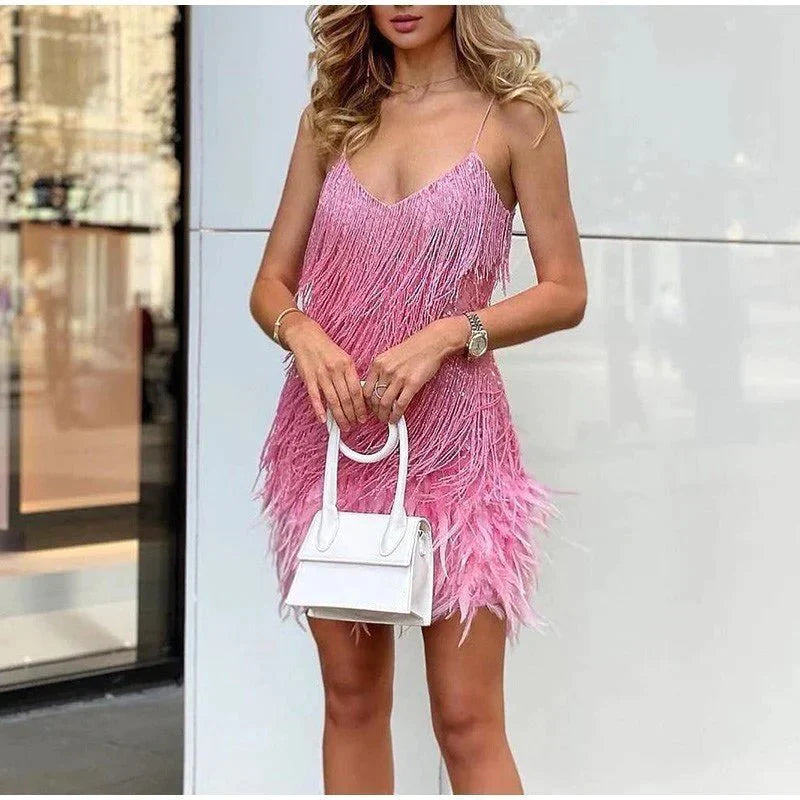 Women's Sparkling Fringe Cocktail Dress | Mini