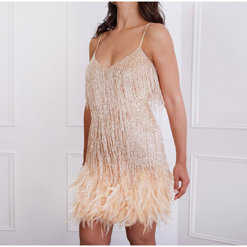Women's Sparkling Fringe Cocktail Dress | Mini