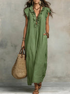 Women's Ruffle V-Neck Dress | Maxi