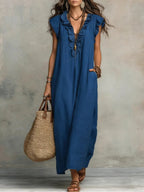 Women's Ruffle V-Neck Dress | Maxi