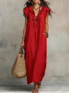 Women's Ruffle V-Neck Dress | Maxi