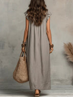 Women's Ruffle V-Neck Dress | Maxi