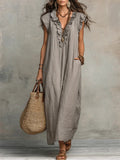 Women's Ruffle V-Neck Dress | Maxi