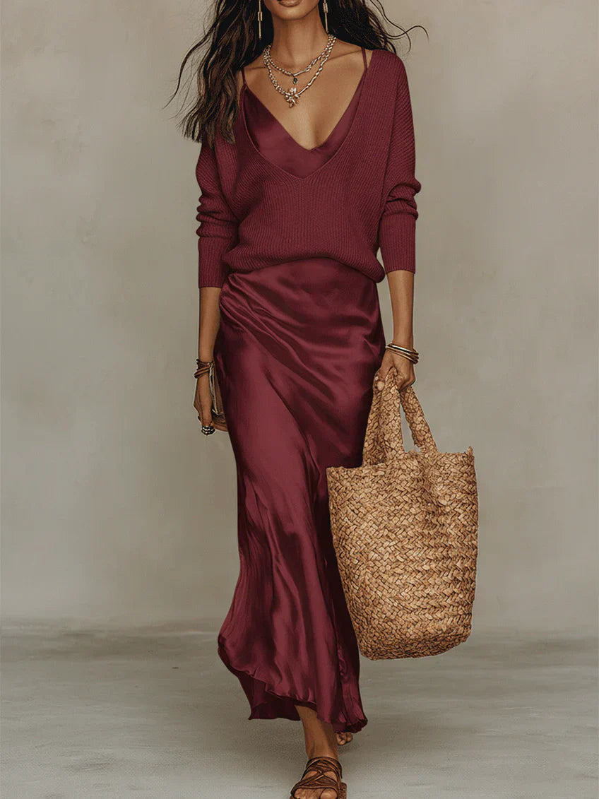Women's Sweater and Maxi Dress Set | Elegant