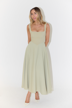 Women's Square-Neck Flared A-Line Dress | Midi