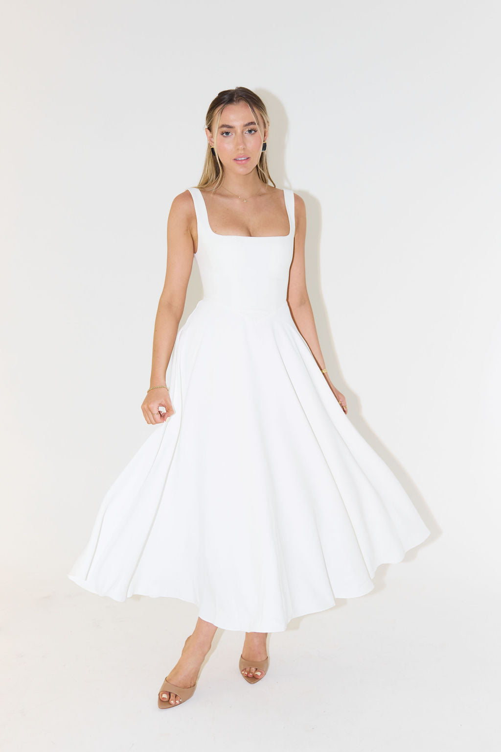 Women's Square-Neck Flared A-Line Dress | Midi