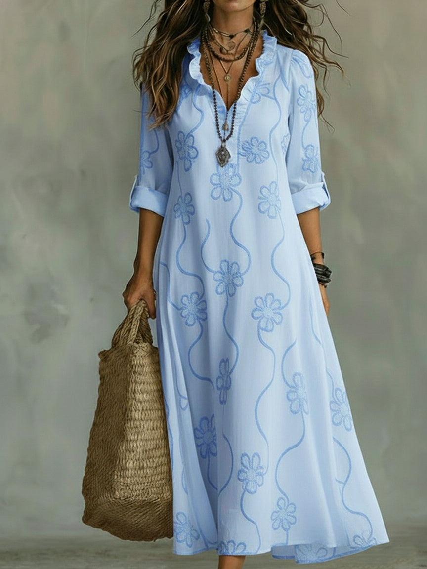 Women's Retro Ruffle Collar Dress | Sleek Fit