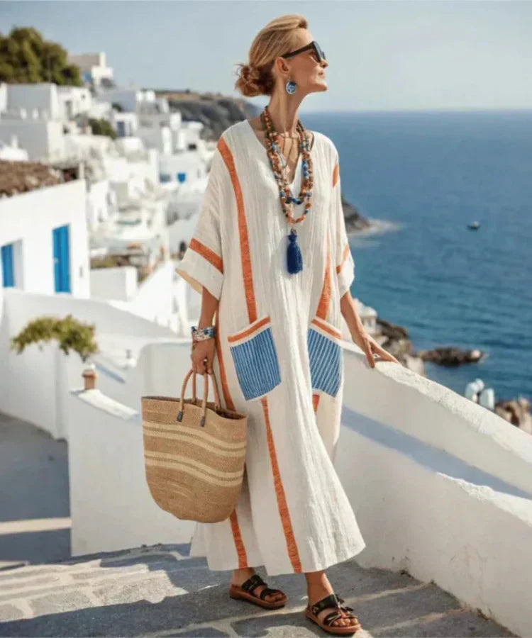 Women's V-Neck Caftan Summer Dress | Maxi