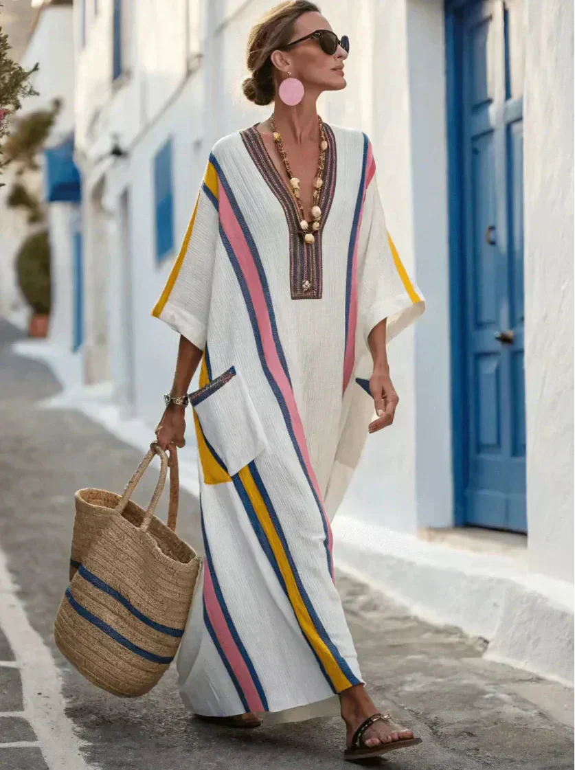 Women's V-Neck Caftan Summer Dress | Maxi