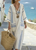 Women's V-Neck Caftan Summer Dress | Maxi
