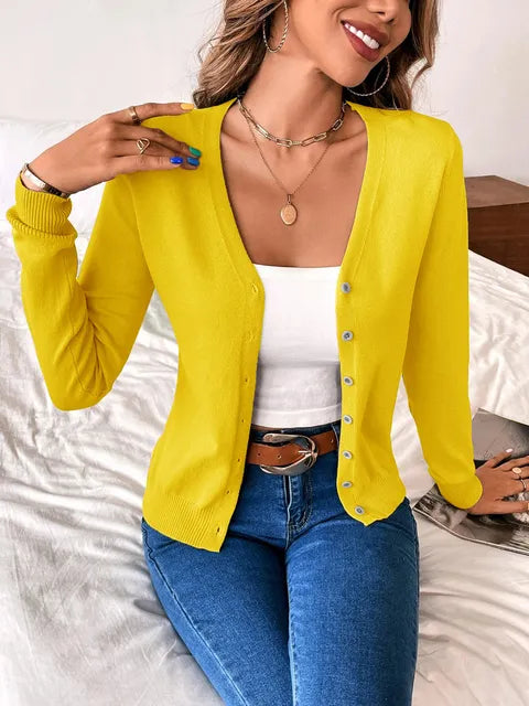 Women's Fitted Knit Cardigan | Button-Front