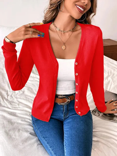 Women's Fitted Knit Cardigan | Button-Front
