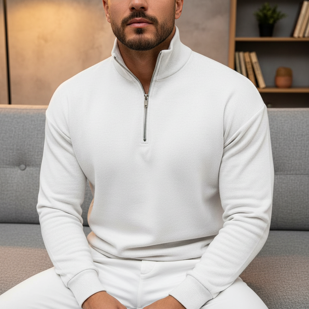 Men’s Minimal Quarter Zip Sweater | Stand Collar