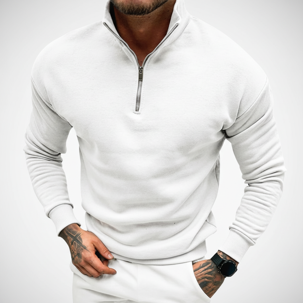 Men’s Minimal Quarter Zip Sweater | Stand Collar