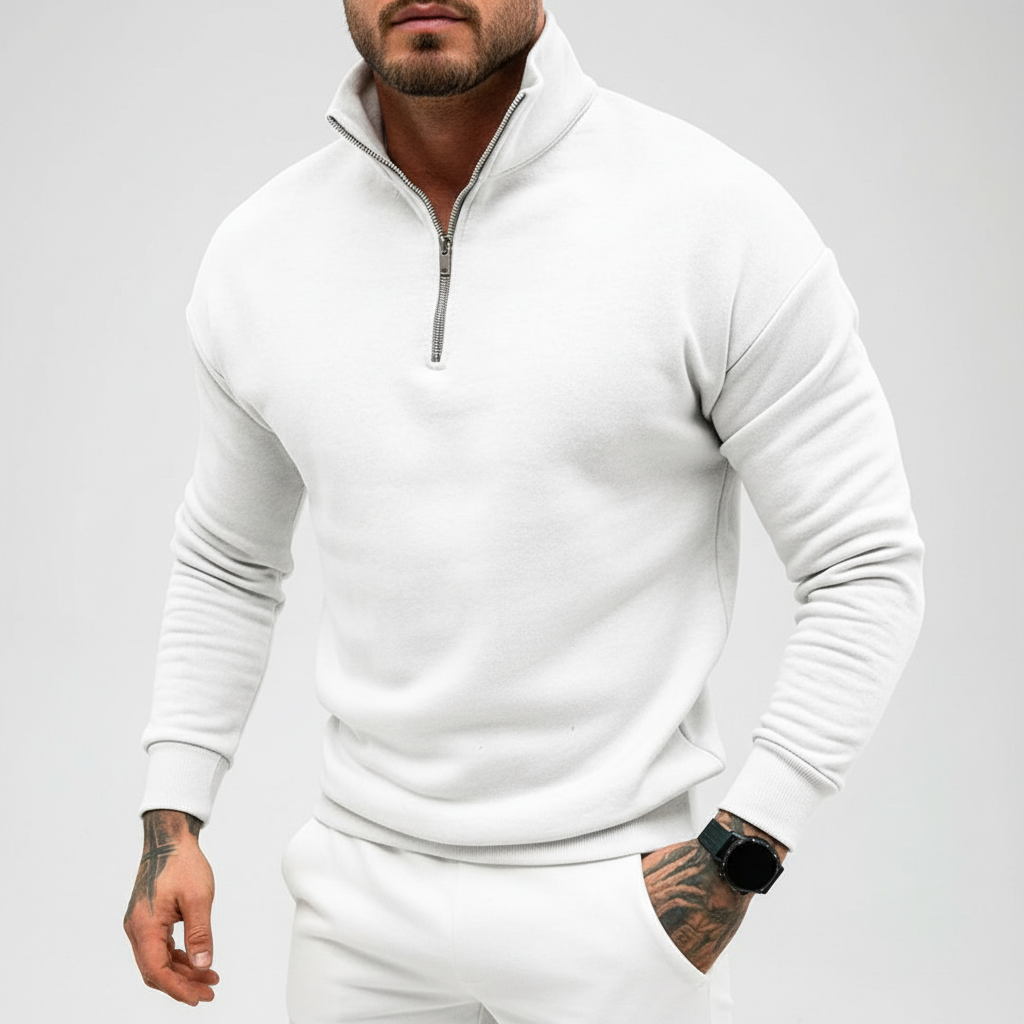 Men’s Minimal Quarter Zip Sweater | Stand Collar