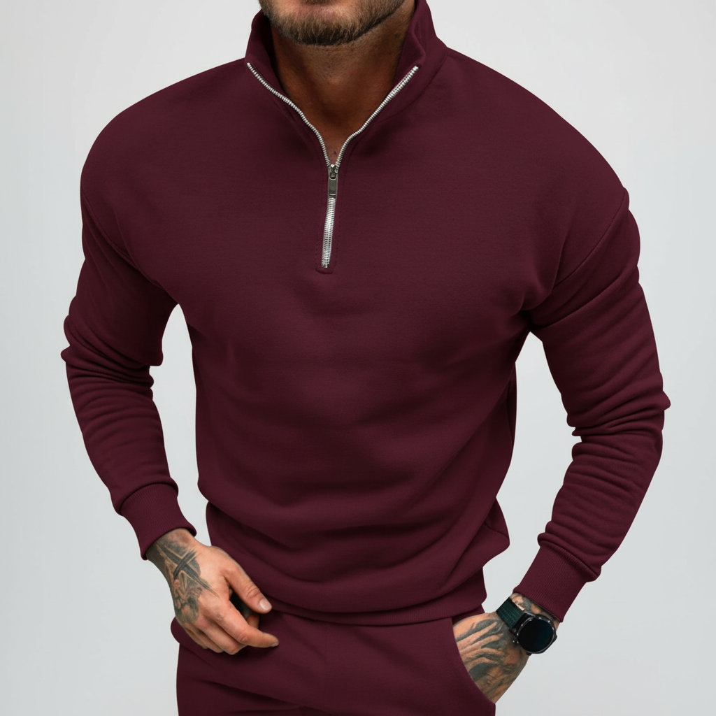 Men’s Minimal Quarter Zip Sweater | Stand Collar