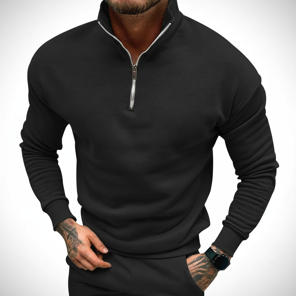 Men’s Minimal Quarter Zip Sweater | Stand Collar
