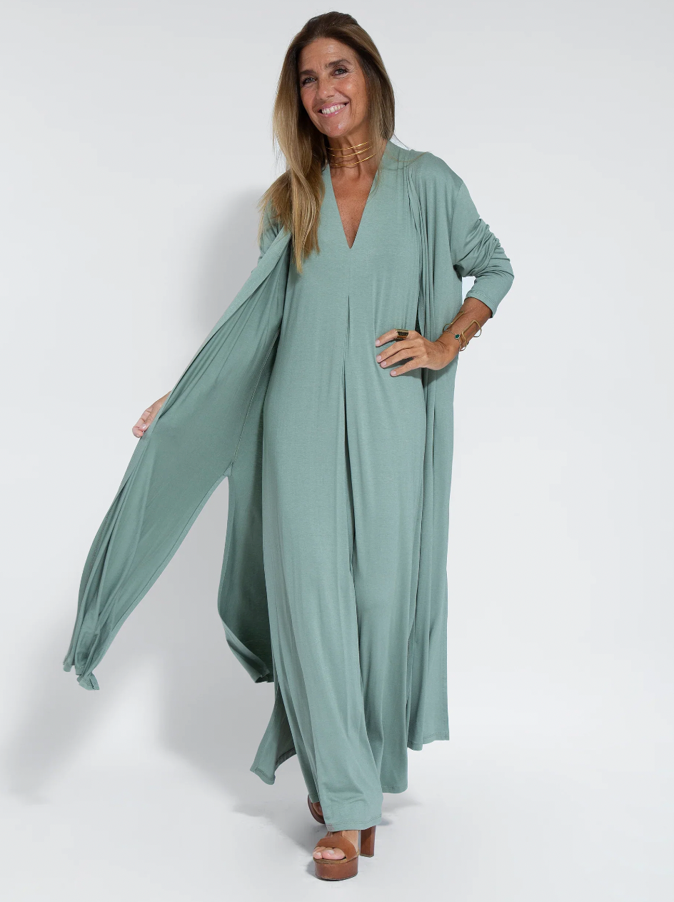 Women's Elegant Maxi Dress and Cardigan Set | Two Piece