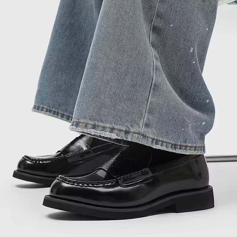 Men's Chunky Sole Embossed Strap Loafers | Slip-On