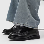 Men's Chunky Sole Embossed Strap Loafers | Slip-On