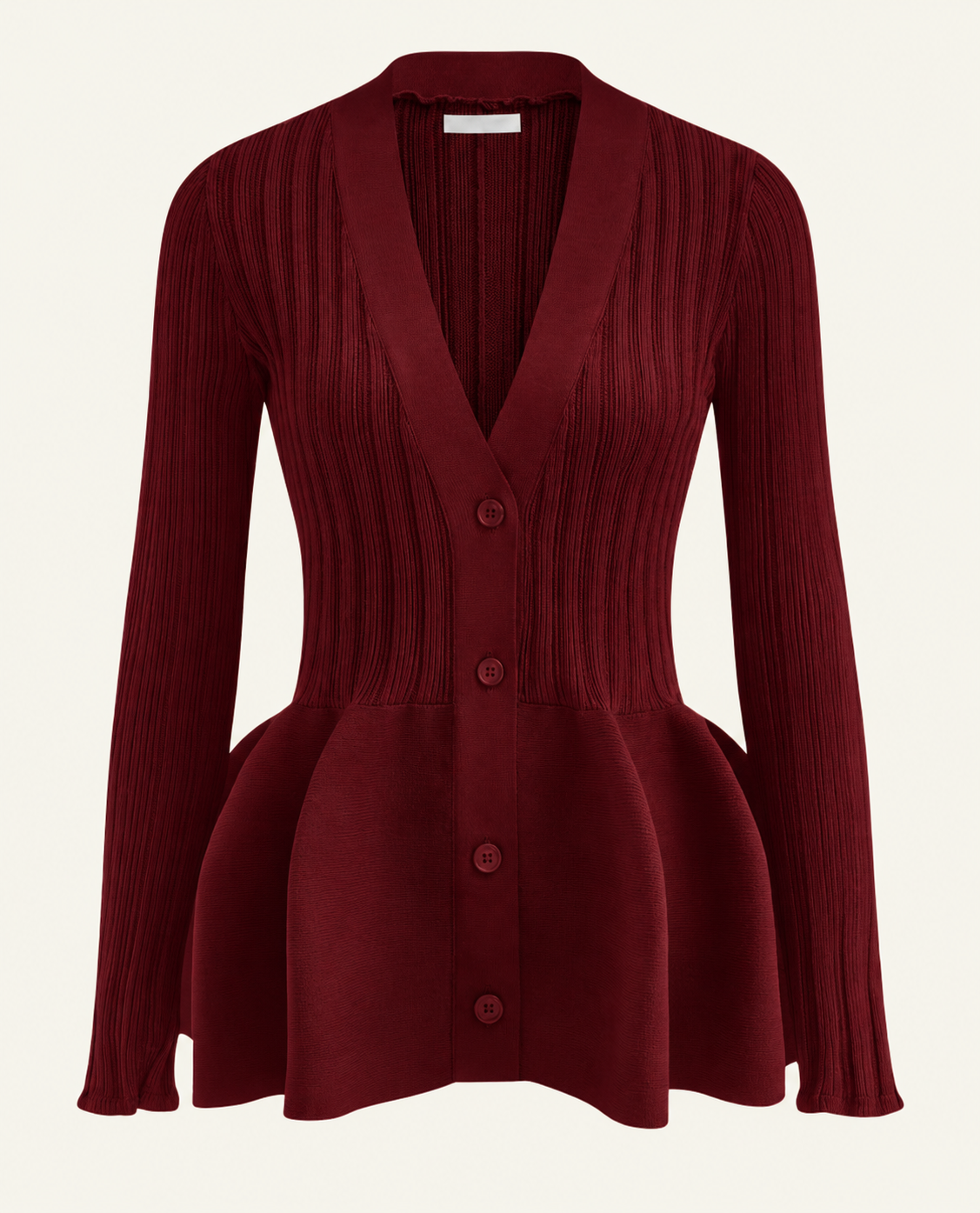 Women’s Button-Front V-Neck Cardigan | Peplum