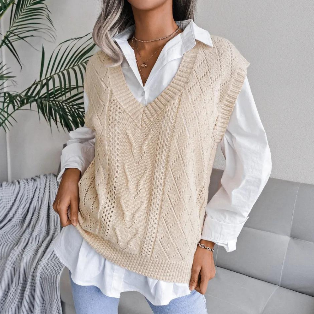 Women’s Stylish Ribbed Sweater Vest | Relaxed Fit