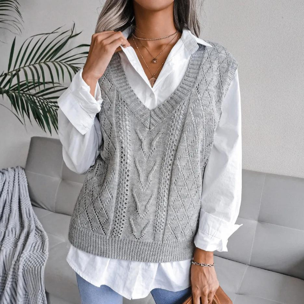 Women’s Stylish Ribbed Sweater Vest | Relaxed Fit
