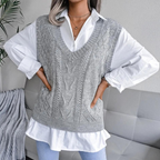 Women’s Stylish Ribbed Sweater Vest | Relaxed Fit