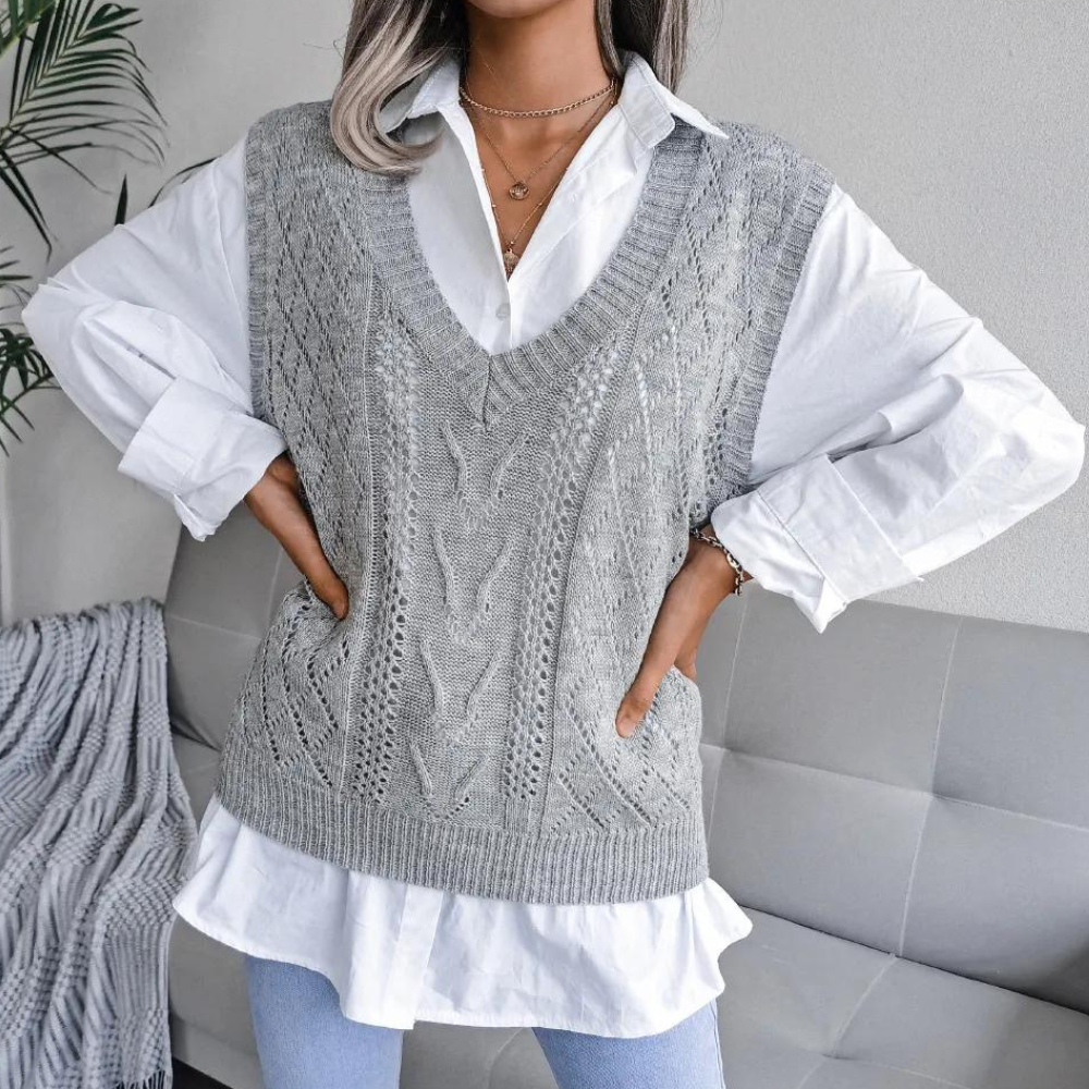 Women’s Stylish Ribbed Sweater Vest | Relaxed Fit