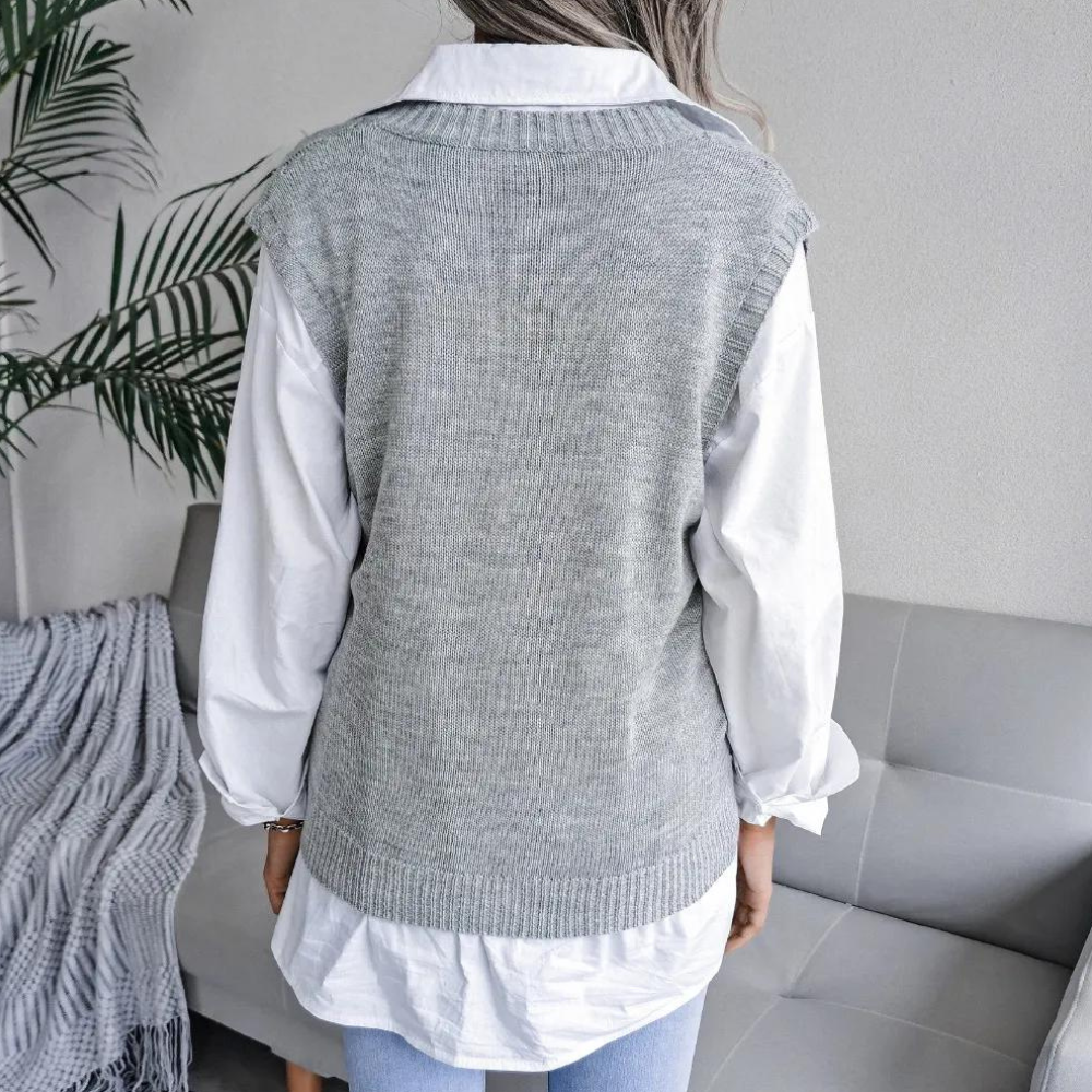 Women’s Stylish Ribbed Sweater Vest | Relaxed Fit