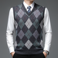 Men’s Printed V Neck Sweater Vest | Knit