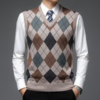 Men’s Printed V Neck Sweater Vest | Knit