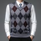 Men’s Printed V Neck Sweater Vest | Knit