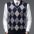 Men’s Printed V Neck Sweater Vest | Knit