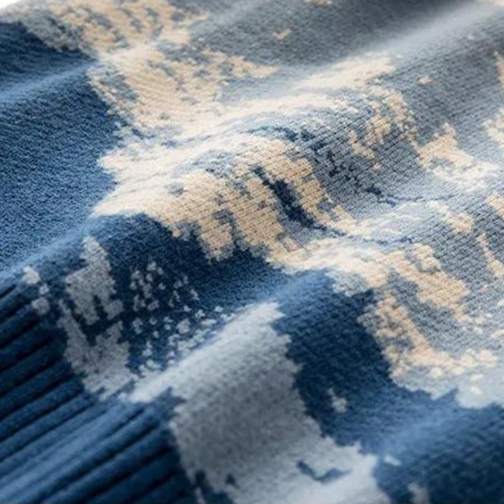 Men’s Oversized Printed Knit Sweater | Ribbed Trim