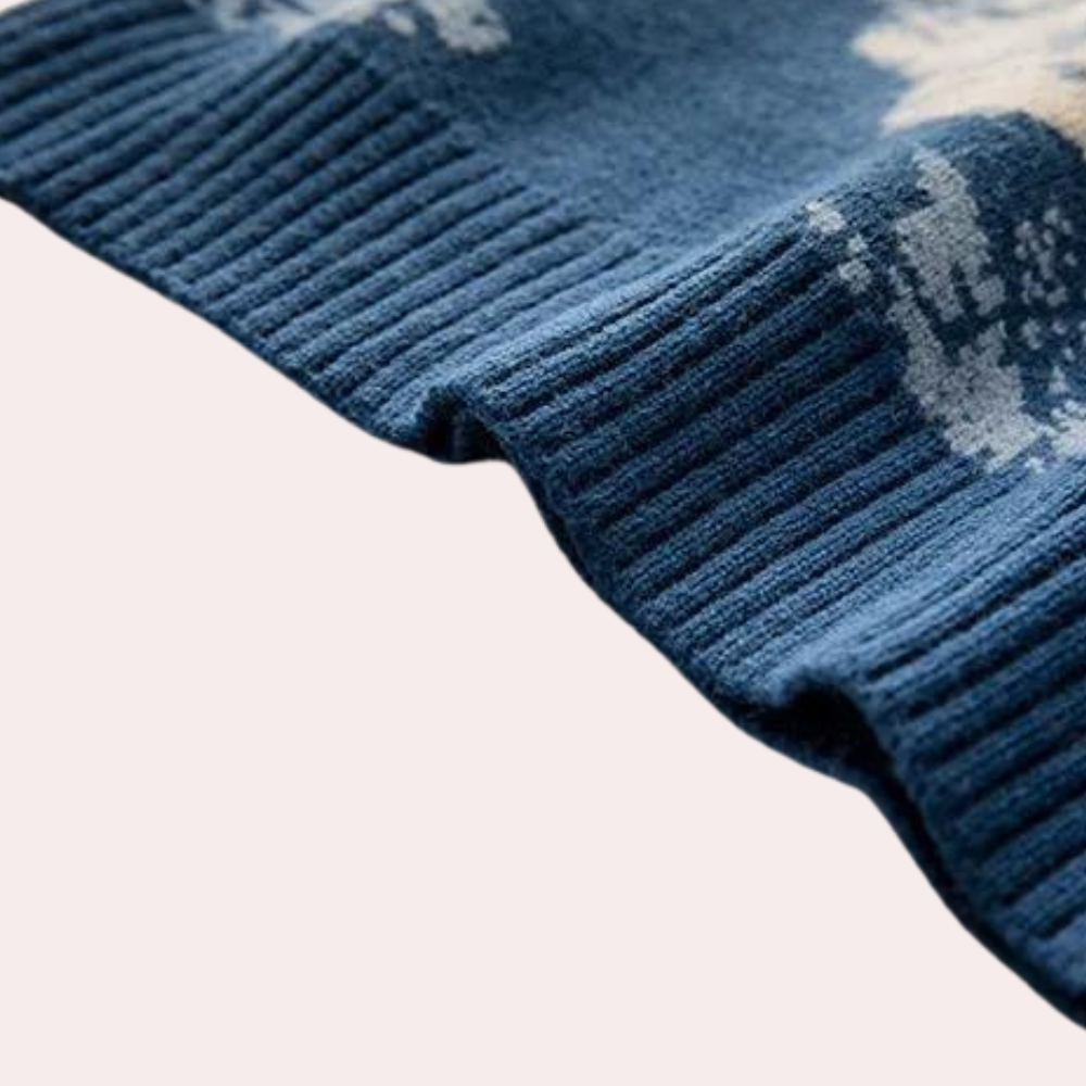 Men’s Oversized Printed Knit Sweater | Ribbed Trim